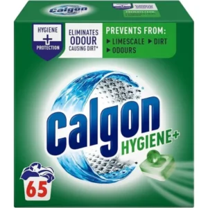 Calgon Hygiene Plus Washing Machine Cleaner & Limescale Remover, Water Softener Tablets, Unscented , 65 Tablets, Pack of 1