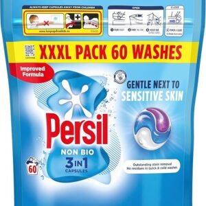 Persil Non Bio 3 in 1 Washing Capsules laundry capsules gentle next to sensitive skin for outstanding stain removal in quick & cold washes 60 washes