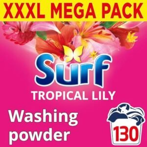 Surf Tropical Lily Washing Powder joy-infused fragrance with natural essential oil lasting up to 12 hours in wear for brilliantly clean laundry every time 130 washes 6.5 kg