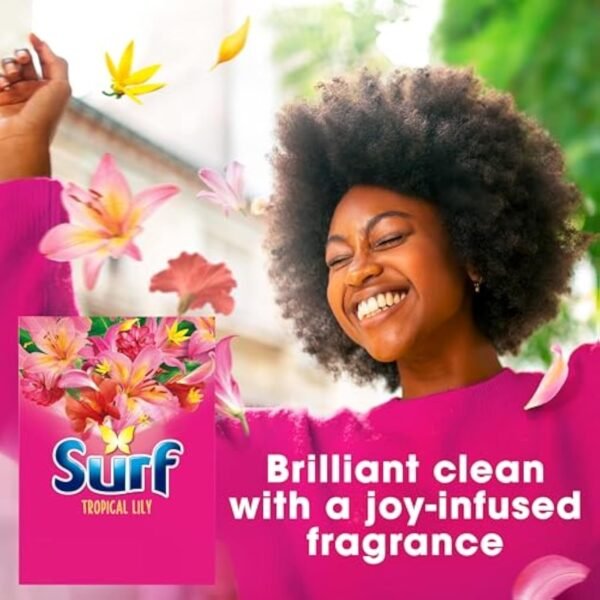 Surf Tropical Lily Washing Powder joy-infused fragrance with natural essential oil lasting up to 12 hours in wear for brilliantly clean laundry every time 130 washes 6.5 kg