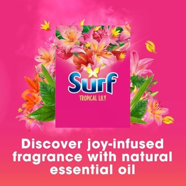 Surf Tropical Lily Washing Powder joy-infused fragrance with natural essential oil lasting up to 12 hours in wear for brilliantly clean laundry every time 130 washes 6.5 kg