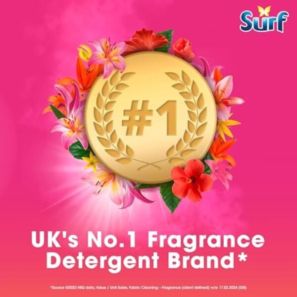Surf Tropical Lily Washing Powder joy-infused fragrance with natural essential oil lasting up to 12 hours in wear for brilliantly clean laundry every time 130 washes 6.5 kg